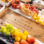 Personalized Engraved Text Acacia Wood Marble Texture 11 Pcs Cutting Board Coaster Set with Bowl and Spoon Mother's Day Gift for Mom Family