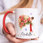 Personlig födelsedagsflicka 11 oz 15 oz keramisk mugg med namn och underlägg Mors dag födelsedagspresent till mamma tjej