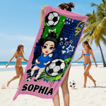 Serviette de plage surdimensionnée à séchage rapide avec nom Cadeau d'anniversaire pour les amateurs de football