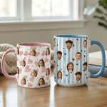 Personalisierte Fresh Style Face Photo 11/15 oz Keramik-Becher mit Namen und Untersetzer täglichen Gebrauch Geburtstag Geschenk für Familie Freunde Haustierbesitzer