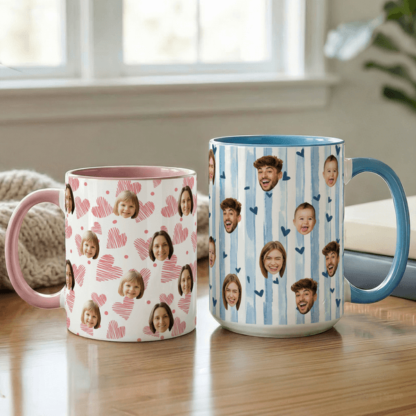 Personalized Fresh Style Face Photo 11/15 oz Ceramic Mug with Name and Coaster Daily Use Birthday Gift for Family Friends Pet Owners