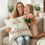 Housse d'Oreiller Personnalisée Faux Fil Effet Fleur de Naissance Première Maman Maintenant Grand-mère Housse d'Oreiller Douce avec Noms Cadeau de Fête des Mères pour Maman Grand-mère
