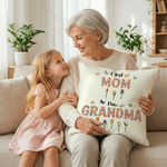 Housse d'Oreiller Personnalisée Faux Fil Effet Fleur de Naissance Première Maman Maintenant Grand-mère Housse d'Oreiller Douce avec Noms Cadeau de Fête des Mères pour Maman Grand-mère