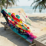 Personalisiertes Strandtuch mit Aquarell-Blumendesign und Namen | schnelltrocknend | Strand Sommer Urlaub Geschenk für Familie Freunde