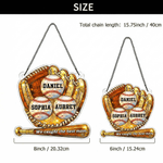 Personalized Baseball Glove Design Acrylic Hanging Ornament with 1-8 Names and Text Home Decor Mother's Day Birthday Gift for Mom Baseball Fan