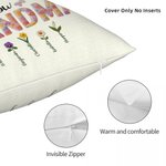 Housse d'Oreiller Personnalisée Faux Fil Effet Fleur de Naissance Première Maman Maintenant Grand-mère Housse d'Oreiller Douce avec Noms Cadeau de Fête des Mères pour Maman Grand-mère