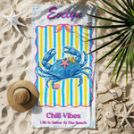 Personalized Watercolor Ocean Animal Oversized Quick Dry Beach Towel with Name and Text Summer Vacation Accessory Birthday Gift for Kids Friends Women