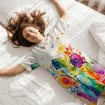 Personalisierte Vibrant Watercolor Floral Soft Oversized Schlaf Kleid mit Namen täglichen Gebrauch Geburtstag Geschenk für Mama Großmutter