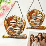 Personalized Baseball Glove Design Acrylic Hanging Ornament with 1-8 Names and Text Home Decor Mother's Day Birthday Gift for Mom Baseball Fan