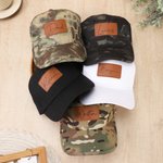 Personalized PU Leather Name Patch Camo Baseball Cap Daily Use Birthday Father's Day Gift for Dad Man