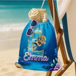 Personalizada Caricatura Buceo Carácter Inicial Bolsa de cordón con nombre Actividades al aire libre Playa Fiesta Cumpleaños Regalo para Niños Familia