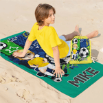 Serviette de plage surdimensionnée à séchage rapide avec nom Cadeau d'anniversaire pour les amateurs de football