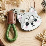 Personalised Cartoon Dog PU Leather Keychain with Name Daily Use Anniversary Birthday Gift for Pet Owners Lovers