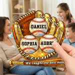 Personalized Baseball Glove Design Acrylic Hanging Ornament with 1-8 Names and Text Home Decor Mother's Day Birthday Gift for Mom Baseball Fan