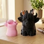 Spersonalizowany wielokolorowy przybornik na długopisy z imieniem i nazwiskiem Highland Cow do codziennego użytku Prezent urodzinowy dla miłośników Highland Cow Uczniowie Nauczyciele
