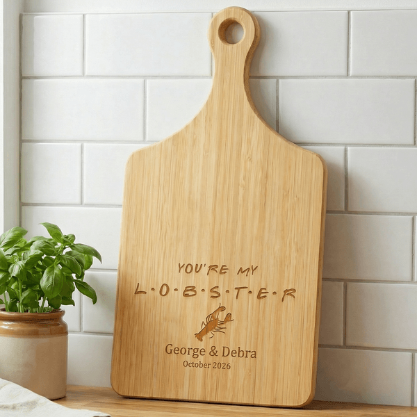 Personalisierte eingraviert Du bist mein Hummer Name Datum hölzerne Reversible Schneidebrett mit Griff Hochzeit Housewarming Jahrestag Geschenk für Ehepaar