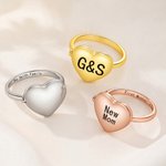 Personalizada de plata de ley Corazón Fotos Anillo relicario con texto grabado Día de la Madre Cumpleaños Regalo para Mamá Familia