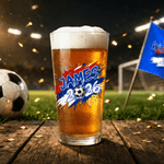 Personalisierte bunte Splash Ink 2026 Fußball 16 oz Bierglas mit Namen und Jahr Game Day Geburtstagsgeschenk für Fußballspieler Liebhaber