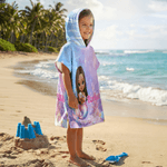 Personalizzato Carino Cartoon Mermaid Oversized Quick Dry Kid Asciugamano da spiaggia con cappuccio con nome Regalo di compleanno per le vacanze estive per ragazze