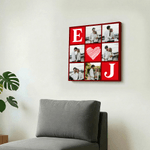 Personalised Nine-Square Grid Photo Giclee Canvas Prints with Letter Title Date Home Decor Anniversary Gift for Family Friend Couple