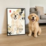 Personalizado chino de tinta estilo de lavado de mascotas foto lienzo póster sin marco de pintura decoración de la habitación regalo de cumpleaños para el amigo dueño de la mascota