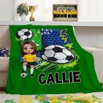 Personalisierte Multicolor Cartoon Charakter Fußball weiche Decke mit Namen Home Decor Team Geburtstag Geschenk für Fußball-Liebhaber