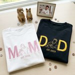 Personligt broderat husdjur pappa mamma foto mjuk T-shirt sweatshirt hoodie med år dagligt bruk födelsedag jubileumsgåva för husdjursälskare