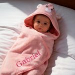 Toalla con capucha personalizada de algodón con bordado de animales y nombre para baño y piscina regalo de cumpleaños para bebés y niños