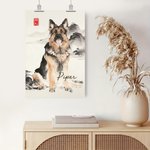 Personalizado chino de tinta estilo de lavado de mascotas foto lienzo póster sin marco de pintura decoración de la habitación regalo de cumpleaños para el amigo dueño de la mascota