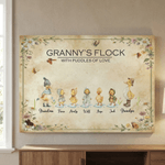 Personalised Cute Duck Flock Watercolor Canvas Paints with Name Wall Art Home Decor Mother's Day Gift for Grandparents