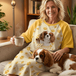 Personalised Multicolour Paw Pet Photo Lounge Pyjamas with Name and Pocket Daily Wear Birthday Gift for Grandma Mom Woman Pet Lover