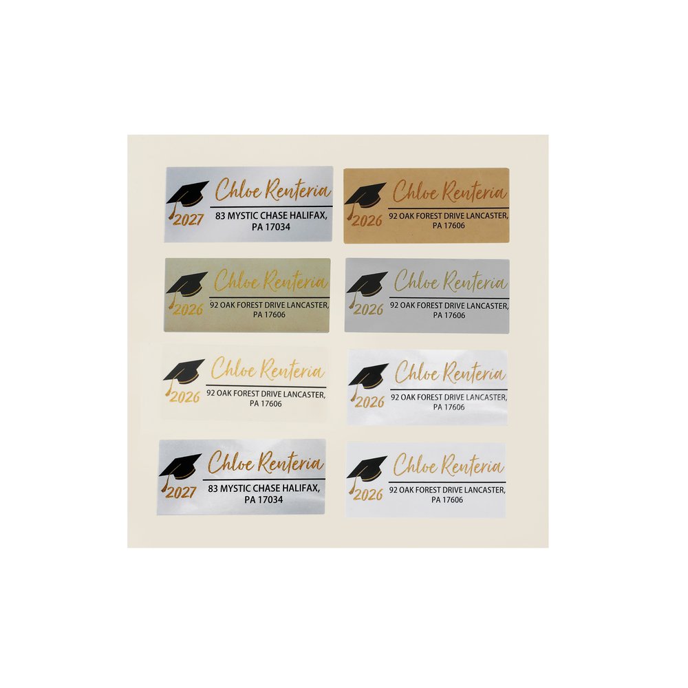 Personalized Graduation Cap Design Waterproof Stickers with Name Return Address Label Graduation Party Graduation Announcement for Graduates 6