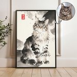 Personalizado chino de tinta estilo de lavado de mascotas foto lienzo póster sin marco de pintura decoración de la habitación regalo de cumpleaños para el amigo dueño de la mascota