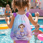 Personalizzato Carino Cartoon Mermaid Drawstring Bag con nome Estate vacanza regalo di compleanno per le ragazze