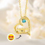 Personalized Heart Zircon Outline Smile emoji Necklace with Birthstone and Engraved Text Birthday Mother's Day Gift for Mom | Callie × emoji ™