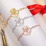 Personalised Graduation Cap Heart Zircon Bracelet with Name Dainty Jewellery Graduation Gift for Her