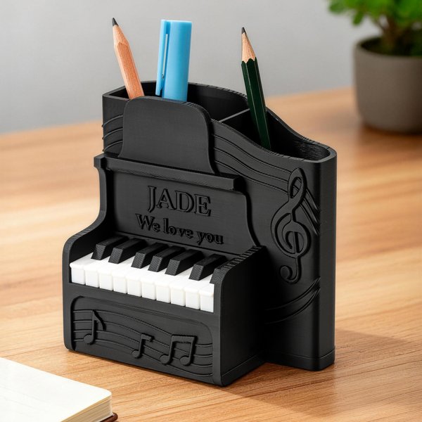 Personalized Multi-Color 3D Printed Piano Pen Holder with Name and Text Daily Use Birthday Gift for Piano Teacher Student