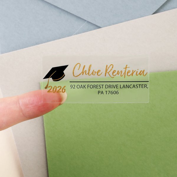 Personalised Graduation Cap Design Waterproof Stickers with Name Return Address Label Graduation Party Graduation Announcement for Graduates