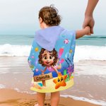 Toalla de playa con capucha personalizada suave y de secado rápido diseño 3D de buceador y animales marinos con nombre regalo de cumpleaños para niños