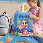 Toalla de playa con capucha personalizada suave y de secado rápido diseño 3D de buceador y animales marinos con nombre regalo de cumpleaños para niños