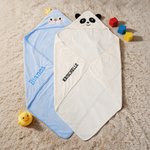 Toalla con capucha personalizada de algodón con bordado de animales y nombre para baño y piscina regalo de cumpleaños para bebés y niños