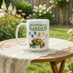Personlig Mama's/Grandma's Garden Where Love Grows Keramisk mugg med 1-6 palmer och namn Mors dag-present till mamma mormor