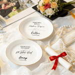 Graduación personalizada en blanco y negro de línea de diseño minimalista Maestro bandeja de joyería con el nombre y el año Regalo de graduación para la clase de 2026