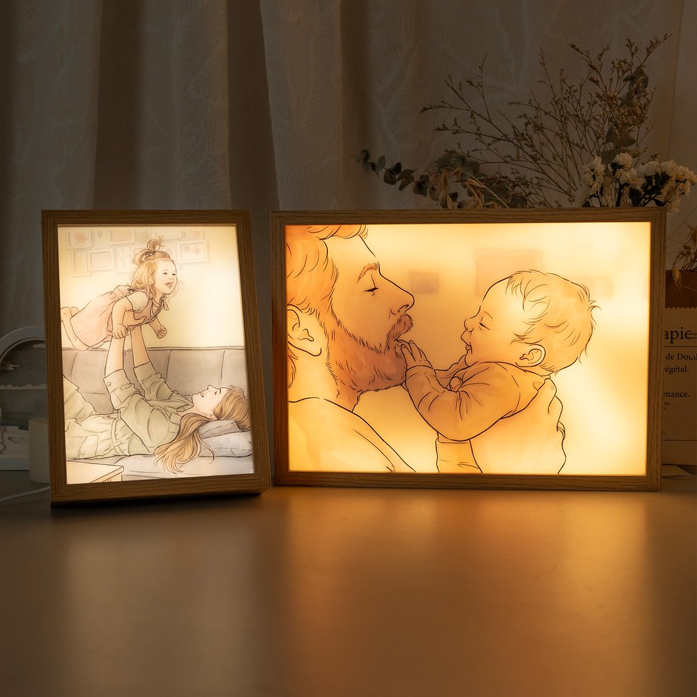 Acquerello personalizzato Foto Pittura Acrilica Cornice Desk Decor Anniversario Compleanno Regalo per la famiglia Amici Coppie 4