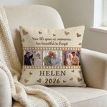 Personalized 3 Pet Photos Paw Bone Heart Print Soft Throw Pillow Cover with Name and Year Home Decoration Memorial Gift for Pet Loss