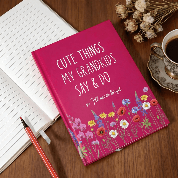Carnet de notes personnalisé Wildflower Cute Things Say Do A5 avec texte Enregistrer les souvenirs Cadeau de fête des mères pour maman grand-mère