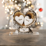 Henkilökohtainen First Kiss Wood Texture Heart Pattern Akryyli Ornamentti nimi ja päivämäärä Desk Decor Vuosipäivä Syntymäpäivälahja pariskunnille