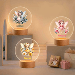 Nacimiento Personalizado Flor Hada LED Luz de Noche con Nombre y Base de Madera Decoración de Habitación Regalo de Cumpleaños para Niñas
