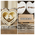 Henkilökohtainen First Kiss Wood Texture Heart Pattern Akryyli Ornamentti nimi ja päivämäärä Desk Decor Vuosipäivä Syntymäpäivälahja pariskunnille