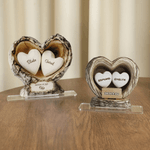 Henkilökohtainen First Kiss Wood Texture Heart Pattern Akryyli Ornamentti nimi ja päivämäärä Desk Decor Vuosipäivä Syntymäpäivälahja pariskunnille